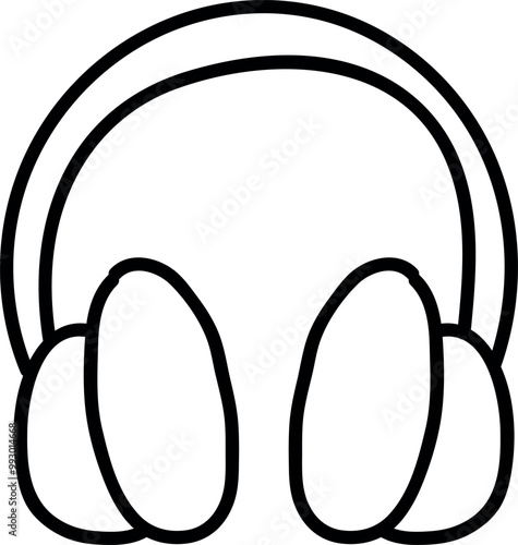 Simple Black Line Headphones Icon