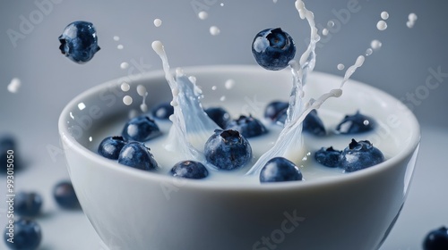 Wallpaper Mural Blueberries Splashing in Milk Torontodigital.ca