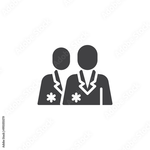 Group of people wearing medical coat vector icon