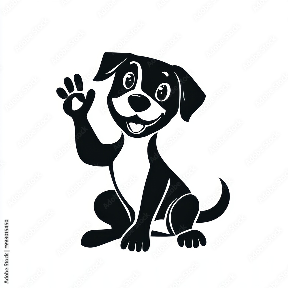 Happy Dog Waving. Happy Dog Waving.