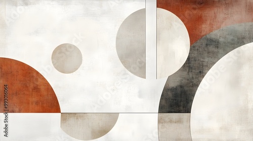 Overlapping Circular Minimalist Wall Art with Neutral Textured Tones