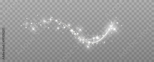 Glow light effect. Vector illustration. Christmas flash. dust. Sparks of dust and white stars shine with a special light