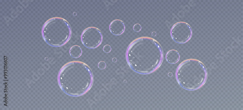 Realistic soap bubbles.Flying bubbles on a transparent background.	