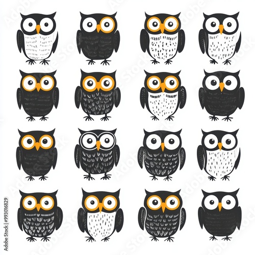 Wallpaper Mural Cute Owl Set. Torontodigital.ca
