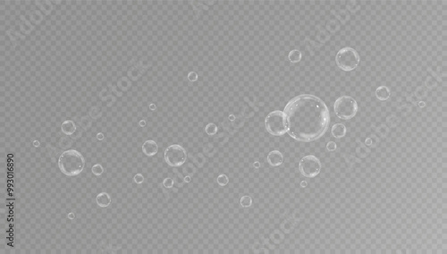 Realistic soap bubbles.Flying bubbles on a transparent background.	