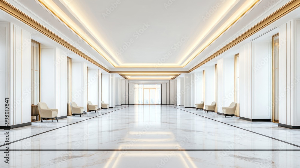 Fototapeta premium Modern, spacious interior with elegant design and ample natural light.