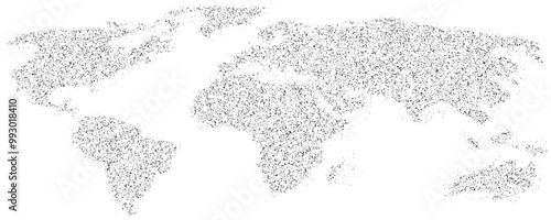 Dotted world map. Grey vector illustration. World map vector, isolated on white background. Suitable for web site pattern, anual report, inphographics photo