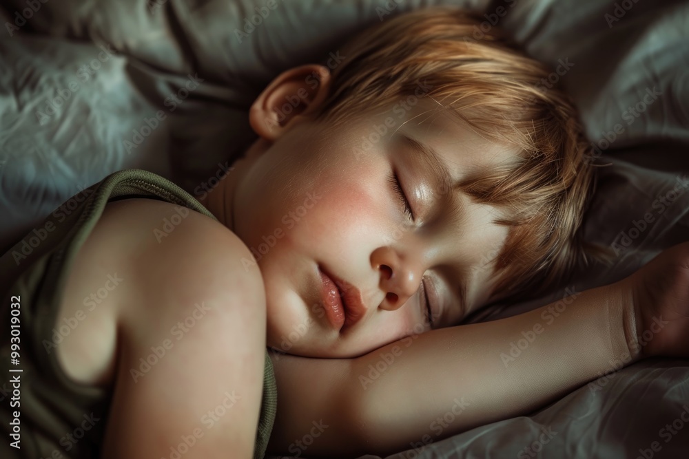 Peaceful Sleeping Child Wrapped in Cozy Blankets Peaceful Sleeping Child Wrapped in Cozy Blankets