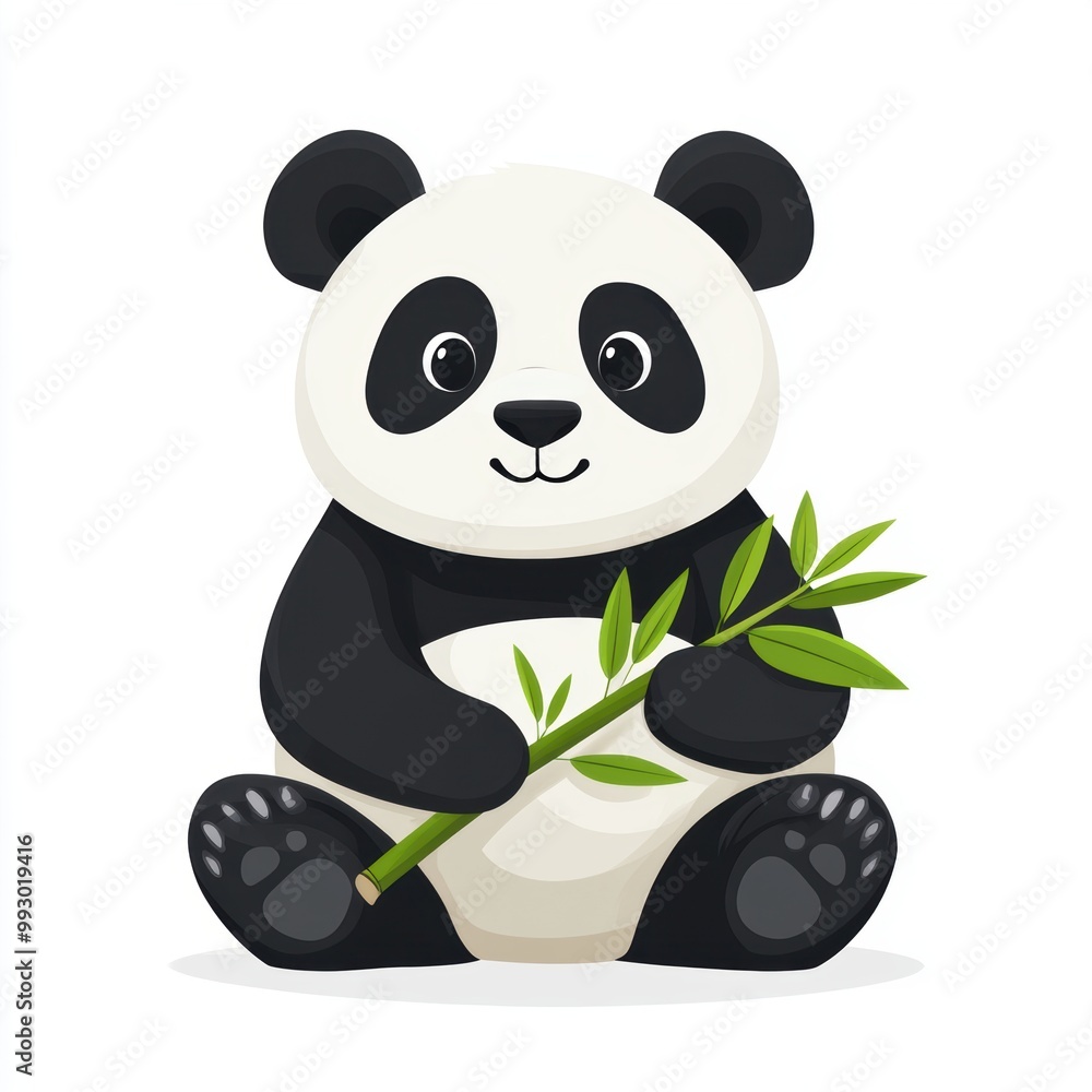 Fototapeta premium Cute Panda with Bamboo.