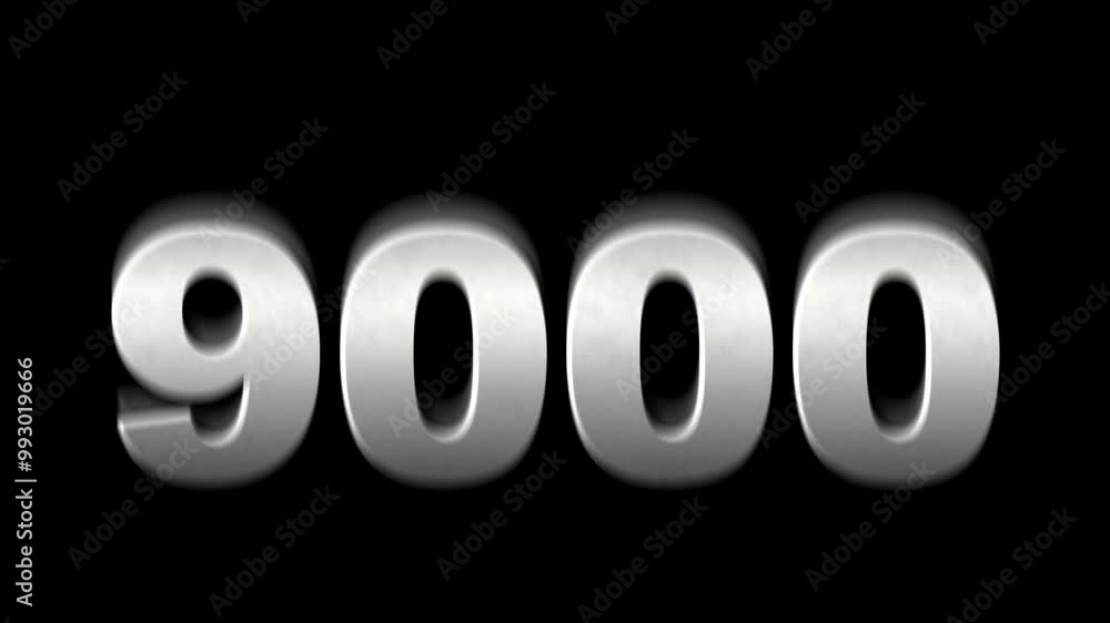 moving silver 9000 writing, black background moving silver 9000 writing, black background