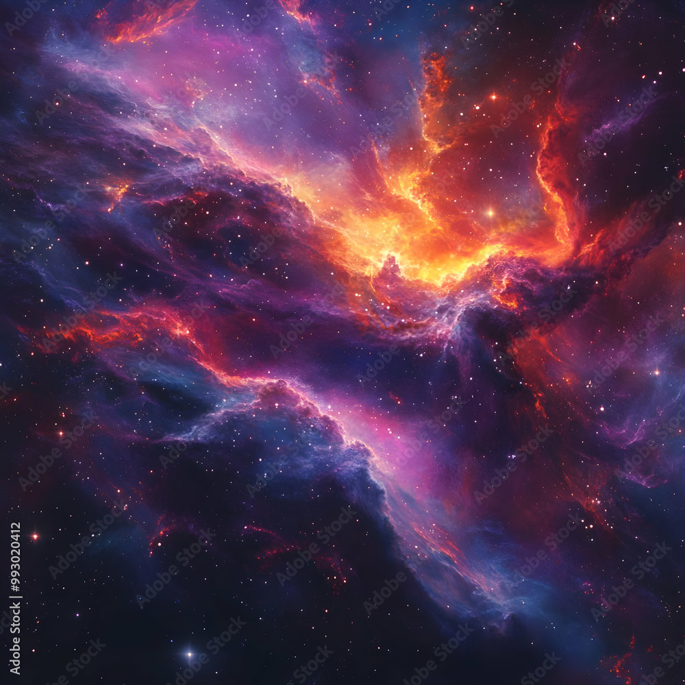 Obraz premium Cosmic Dance of the Galaxy, a mesmerizing scene of swirling stars and vibrant nebulae illuminating the vastness of space.