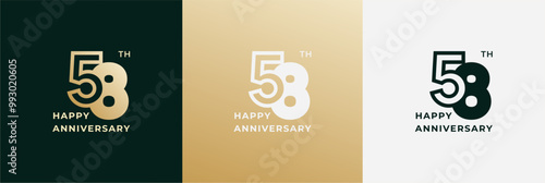 Logo 58th, 58 years anniversary, Creative design template for celebration, birthday, greeting. Editable file