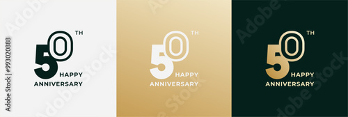 Logo 50th, 50 years anniversary, Creative design template for celebration, birthday and invitation. Editable file
