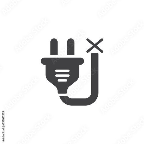 Power plug with a cross vector icon