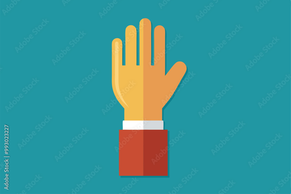 This illustration features a raised hand design suitable for various creative projects and themes, Customizable semi-flat illustration of a raised hand. This illustration features a raised hand design suitable for various creative projects and themes, Customizable semi-flat illustration of a raised hand.