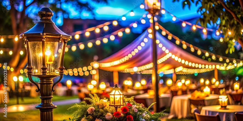 Elegant marquis lights illuminating a vibrant outdoor event at night with a festive atmosphere Elegant marquis lights illuminating a vibrant outdoor event at night with a festive atmosphere