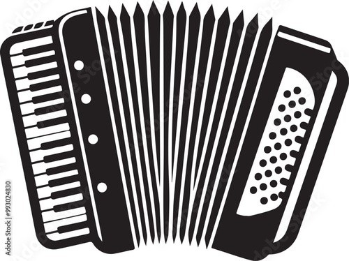 Accordion silhouette vector icon image. isolated on white background