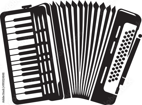 Accordion silhouette vector icon image. isolated on white background