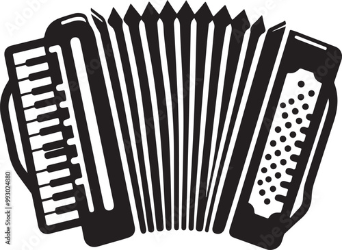 Accordion silhouette vector icon image. isolated on white background