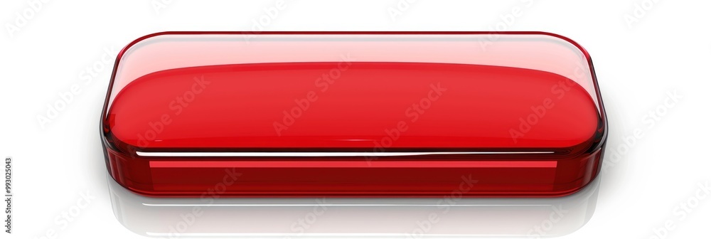 Text Button. Click Here Red Rectangle Button with Shiny Web Banner Design