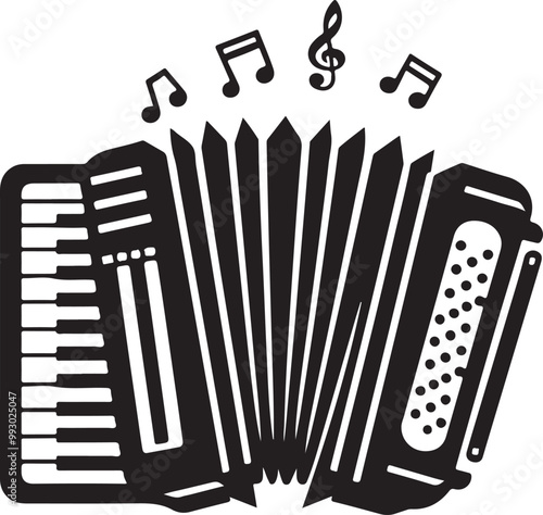 Accordion silhouette vector icon image. isolated on white background