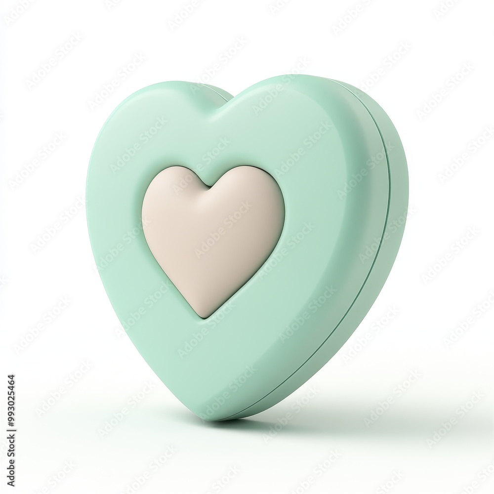 3D charming mint heart-shaped box featuring a delicate pink heart design, perfect for storing small treasures and gifts. 3D charming mint heart-shaped box featuring a delicate pink heart design, perfect for storing small treasures and gifts.