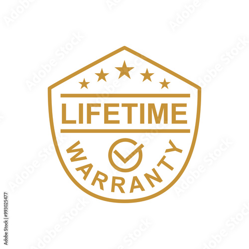 lifetime warranty sticker. guarantee sign and symbol.