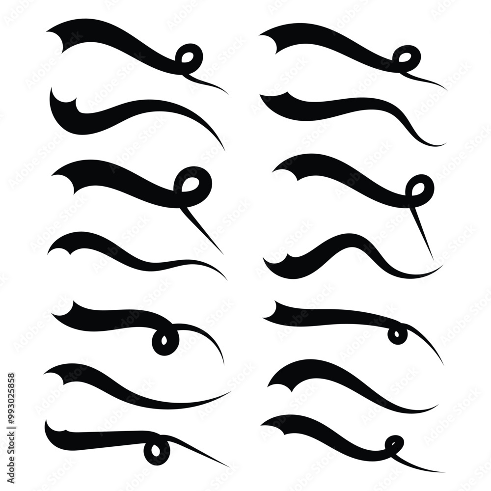 Swoosh vector set. Swoosh element simple design swoop underline typography. Swash and swooshes tails design template isolated on white background. Vector illustration. EPS 10 Swoosh vector set. Swoosh element simple design swoop underline typography. Swash and swooshes tails design template isolated on white background. Vector illustration. EPS 10
