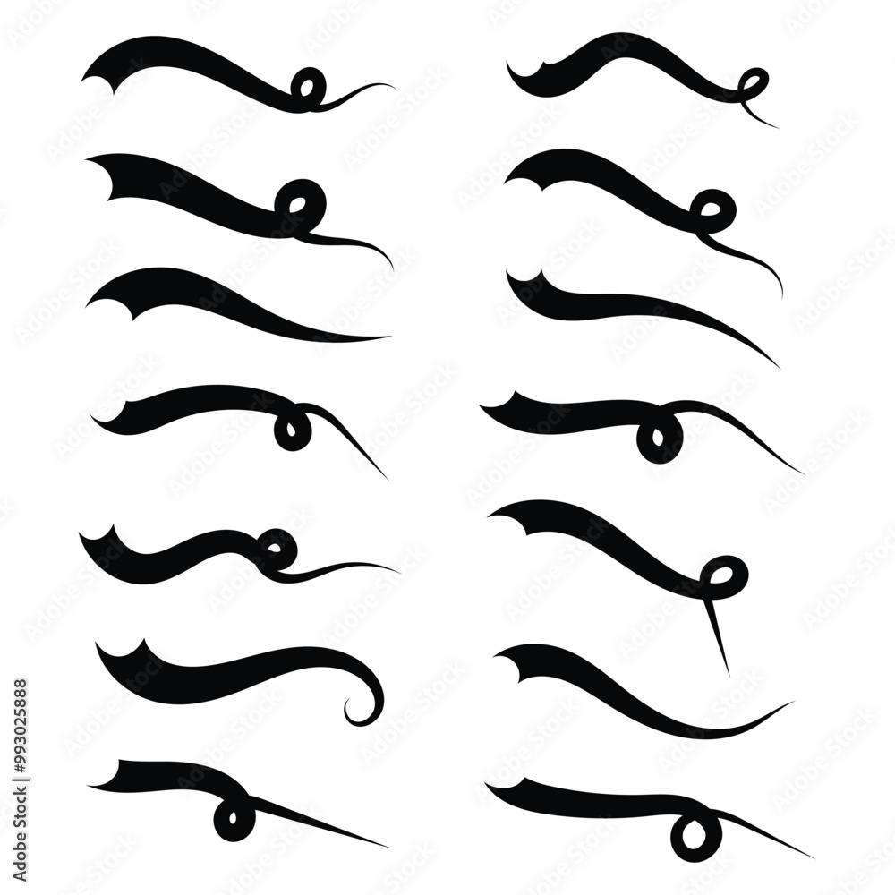 Swoosh vector set. Swoosh element simple design swoop underline typography. Swash and swooshes tails design template isolated on white background. Vector illustration. EPS 10 Swoosh vector set. Swoosh element simple design swoop underline typography. Swash and swooshes tails design template isolated on white background. Vector illustration. EPS 10