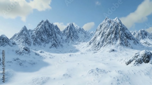 A breathtaking snowy mountain landscape under a clear blue sky.