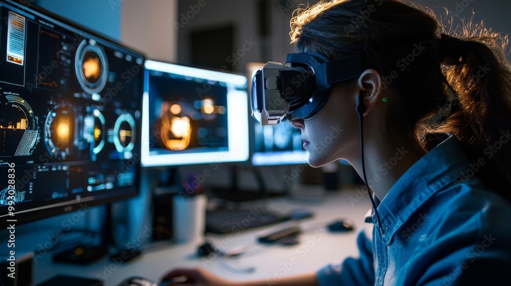 A research lab developing new technology for visual impairment, showcasing innovation and creativity A research lab developing new technology for visual impairment, showcasing innovation and creativity