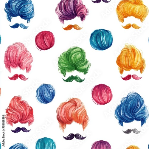 Colorful Mustache Pattern.