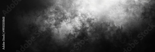 Black Fog Background. Grunge Worn Texture Overlay with Blur White and Grey Monochrome Gradient