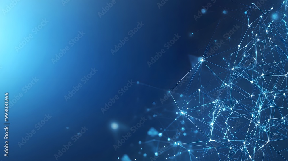 Abstract Blue Network with Glowing Nodes and Lines Abstract Blue Network with Glowing Nodes and Lines