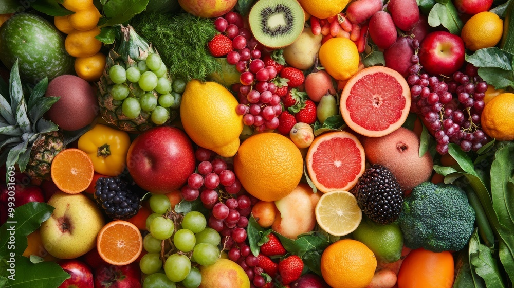 A Colorful Array of Fresh Fruits and Vegetables, Overhead Shot, Food Photography, Fruit, Vegetables A Colorful Array of Fresh Fruits and Vegetables, Overhead Shot, Food Photography, Fruit, Vegetables