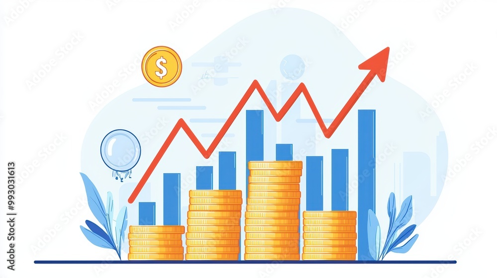 Business Growth in Ecommerce with Illustrated Graph Business Growth in Ecommerce with Illustrated Graph