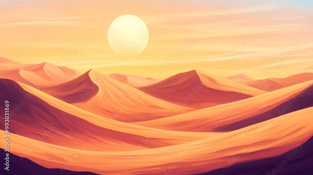Abstract Sunset Desert Landscape - Digital Painting, desert, landscape Abstract Sunset Desert Landscape - Digital Painting, desert, landscape