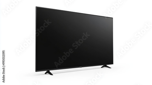 Black TV screen isolated on white background, television, display , tv, screen