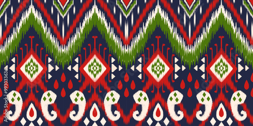 Ethnic ikat seamless pattern.beautiful pattern. folk embroidery,bohemian style,aztec geometric art print.ethnic ikat abstract art.Seamless fabric. Ikat design for fabric, carpet, wallpaper, clothing.