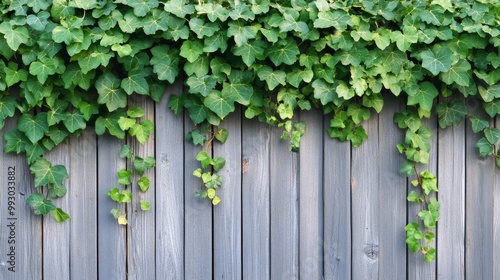 Green Ivy Vines Over Gray Wooden Fence, nature, foliage