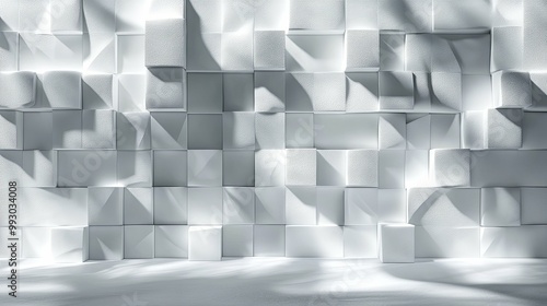 White Cubic Wall with Light and Shadow Patterns