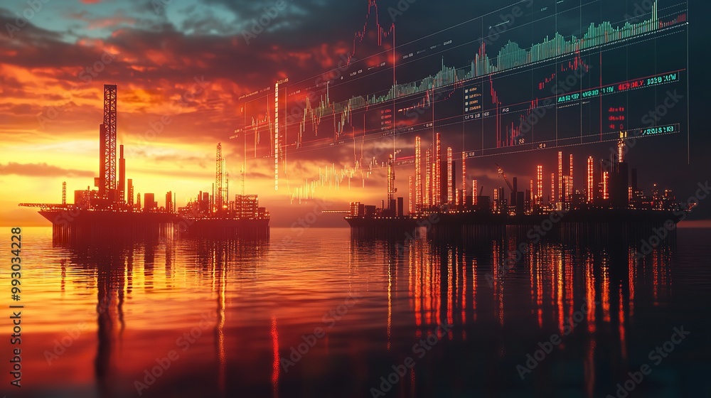 Oil trading concept with barrels stock chart and financial data
Oil trading concept with barrels stock chart and financial data