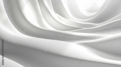 Abstract White Draped Fabric with Smooth Curves and Gentle Shadows