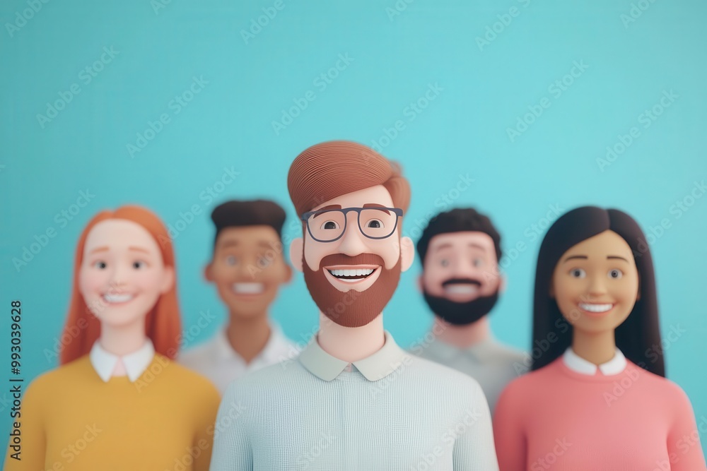 Smiling team selfie, corporate training session, 3D cartoon style, modern office environment, educational and fun, vibrant colors, 3D illustration Smiling team selfie, corporate training session, 3D cartoon style, modern office environment, educational and fun, vibrant colors, 3D illustration