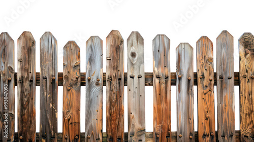 Wooden fence texture wood natural brown isolated on background. Close Up trunk plant of wooden poles, wall fence vintage background. Surface wooden fencing for decoration garden style photo