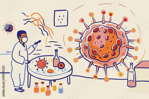 Scientist Researching Virus Structures in a Laboratory Setting