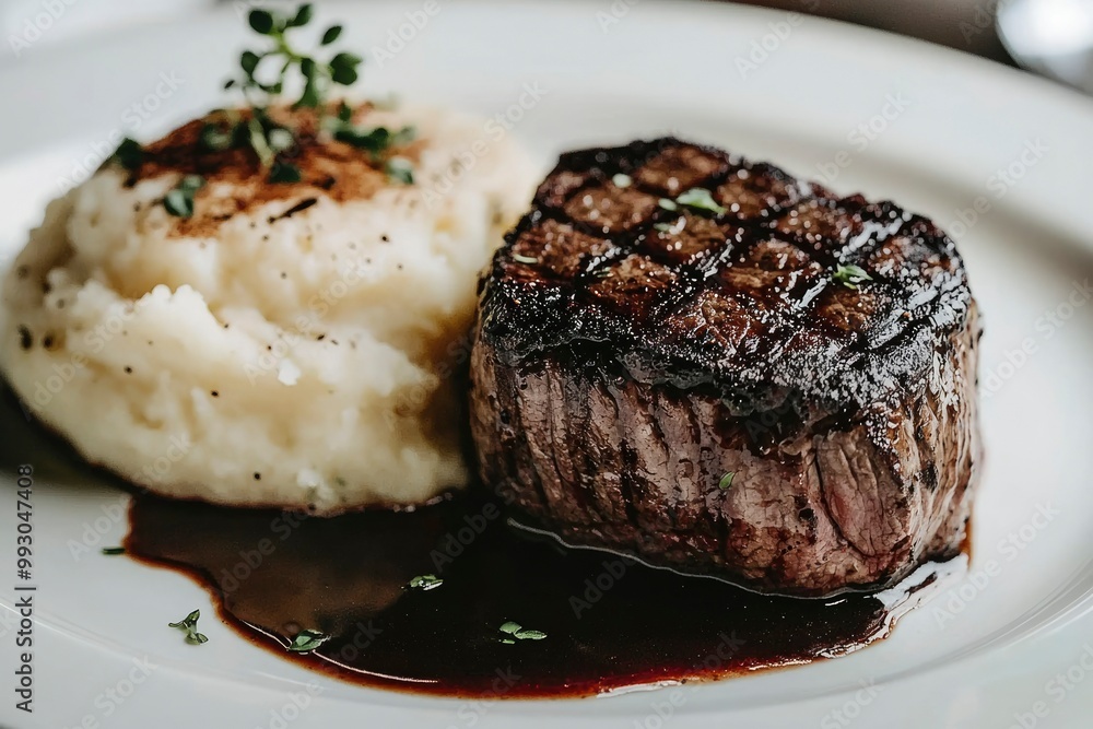 Grilled Steak with Mashed Potatoes and Gravy Grilled Steak with Mashed Potatoes and Gravy