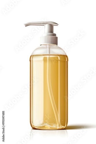 Hand Soap Bottle. Gel Liquid Soap in White Plastic Dispenser, Isolated on White Background