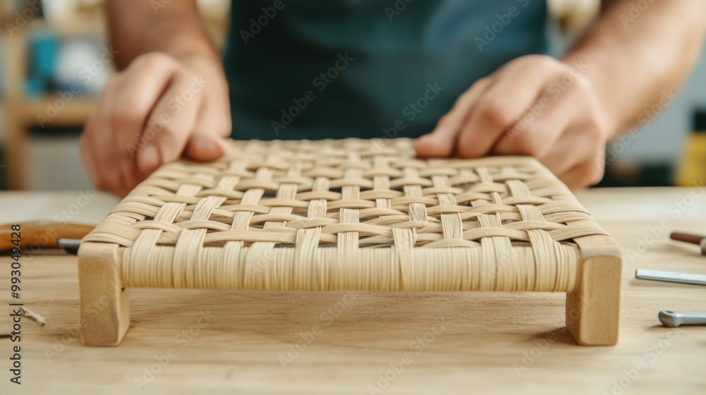 Handcrafted Wicker Basket Making Process in Workshop Handcrafted Wicker Basket Making Process in Workshop