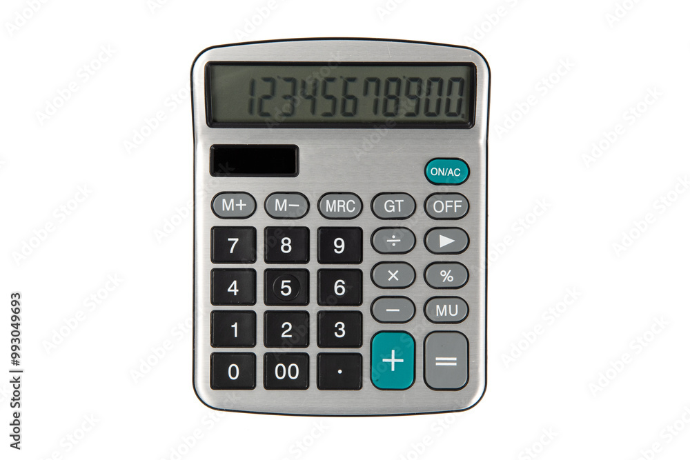 Modern calculator isolated on white, top view. Modern calculator isolated on white, top view.